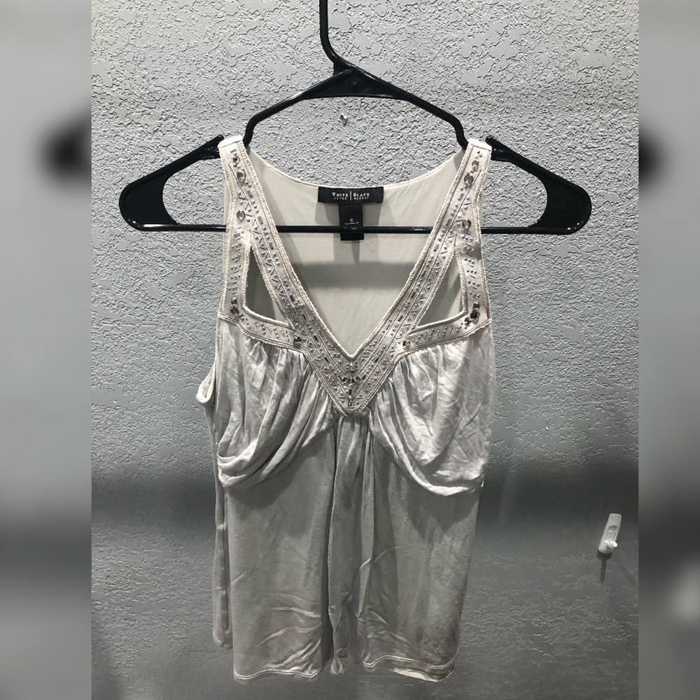 Sparkly rhinestone green silver sleeveless shirt